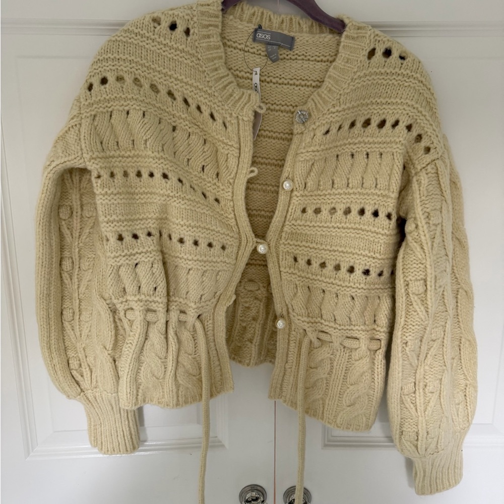 ASOS Cream Cable Knit Cardigan